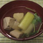 くつろぎの宿 てつ家 - [2日目夕食汁物]島かつおと焼ねぎのお吸いもの