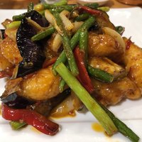 紅梅本楼 - 大海老と茄子の魚香炒め