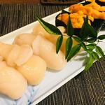 錦江湾 - ウニとホタテ。