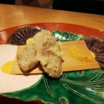 肉屋 雪月花 NAGOYA - ハラミの天ぷら、雲丹の塩で
