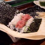 中乃見家 - トロと三つ葉の手巻き　巻く前