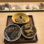 旬菜 おぐら家 - 刺し盛りと旬菜3種