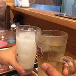 カスヤ - H.30.8.21.夜 ハイボール 410円税込 vs カルピスウォーター 324円税込 de 乾杯♪