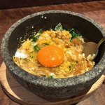 侘家古暦堂 - 石焼きミニ親子丼 混ぜた後からの追加生卵