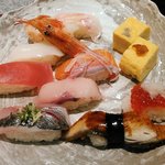 回転寿司　すし丸 フォレオ広島東店 - ランチセットの寿司アップ