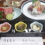 つきじ - 料理写真:お通し、刺身、ローストビーフ、豆腐