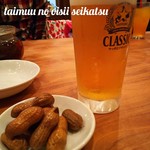 玩味 - 生ビールにお通しは落花生の塩煮