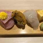 元祖343鮨 - ネタ二枚重ね握り3貫