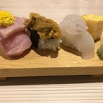 元祖343鮨 - ネタ二枚重ね握り3貫