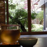 茶寮 宝泉 - 店内から見て庭の光景