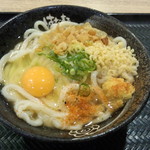 はなまるうどん - かけうどん(230円）＋生卵(80円）