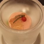 レストラン ナガタケ - 冷たいオードブル（トマトのムース、サーモン、鴨のパテ）