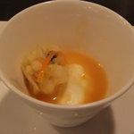 レストラン ナガタケ - 温かいオードブル（ホタテのムース、鮎、ポテト、ラタトゥユ）