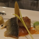 レストラン ナガタケ - 温かいオードブル（ホタテのムース、鮎、ポテト、ラタトゥユ）