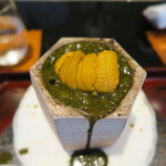 日本料理 晴山 - 30年9月　福井黒鮑肝ソース　雲丹リゾット