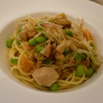 ＜2011年8月＞燻製したホタテとミョウガ、枝豆のスパゲッティーニ