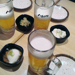 八剣伝 - ビールとお通し３種