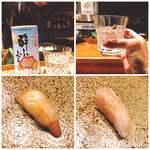 鮨匠 のむら - この辺りで地元の芋焼酎へスイッチ、にぎりはナミクダヒゲエビとのどぐろ(^^)