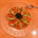 noka table - 前菜はサーモンとアボカドのカルパッチョ