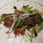 リストランテ サクラ - ホルスタインのハツ　きのこと白いんげんのソテー　自家製ドライトマト