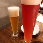 熟成焼肉とクラフトビール カドウシ - 最初の乾杯はマンゴーとピンクビール！