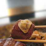 鉄板焼 やまなみ - 山わさびとガーリックチップで♪