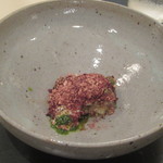 食堂セゾンドール - 熊本鮎コンフィゴルゴンゾーラクリームカカオ炙りオイル