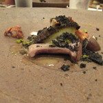 呼子黒鮑と木ノ子銀杏肝かぼす