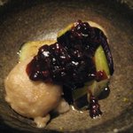 醍醐味 - 秋茄子と京芋饅頭の肉味噌掛け