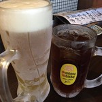 Isobe - 生ビール、烏龍茶