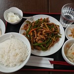 Shanrameizunigouten - チンジャオロース定食￥750-