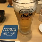 とれたて根室港 - アサヒのグラスでサッポロクラッシックを飲む。