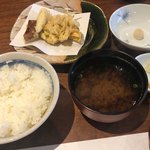 日本料理　香せり - 白魚と南瓜のかき揚げ、ご飯、浅利のみそ汁、香の物