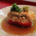 Kokutora Sakurai - 鰻白焼　飯蒸し　赤ピーマン詰め