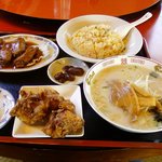 台湾料理　福亭 - 手羽定食　+150円でスープをラーメンに変更しました