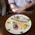 円山 カルネ - サプライズ的花火＆メッセージ付きデザートです。