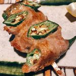 炭家 - おくらの豚肉で巻いたもの