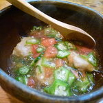 志づ香 - 里芋からあげにトマトおくらのあんかけ