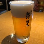 江戸前焼肉 岡本 - 生ビール 645円。