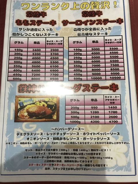 メニュー写真 鉄神ステーキ 東海 鉄板焼き 食べログ