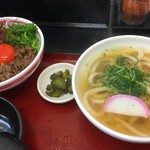 極楽うどん TKU - 和牛粗挽き丼セット（￥890）