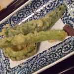 一如庵 - 二の膳　天麩羅（ズッキーニ、苦瓜、万願寺、アスパラ）　納豆なしヴァージョン