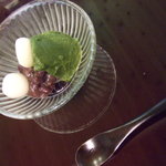 一如庵 - 二の膳　抹茶シャーベット、あずき、白玉