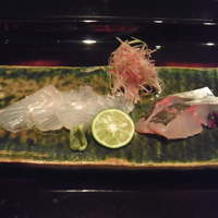 日本料理 晴山 - お造り（鯵と能登の平目）