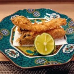 すし処 みや古分店 - 松茸のフライ、すだち