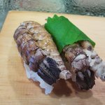 角喜鮨 - 小柴の蝦蛄　握る寸前に茹でたもの