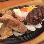 炉舎 - 鶏唐揚げとハンバーグ889円（税別）