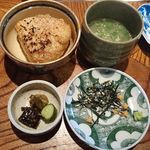 炭火割烹 蔓ききょう - 焼きおにぎり、鳥スープ