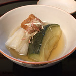 御料理 寺沢 - 賀茂茄子､白芋茎､粟麩､茗荷