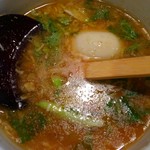会津ラーメン 和 - つけ汁に味玉トッピング
